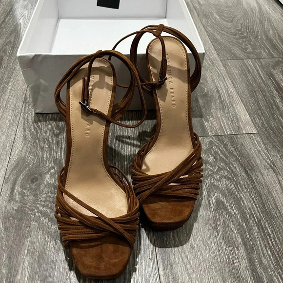 🎉HP🎉 NIB Veronica Beard Fletcher Block Heel Suede Platform Hazelwood 8.5 - Picture 6 of 14